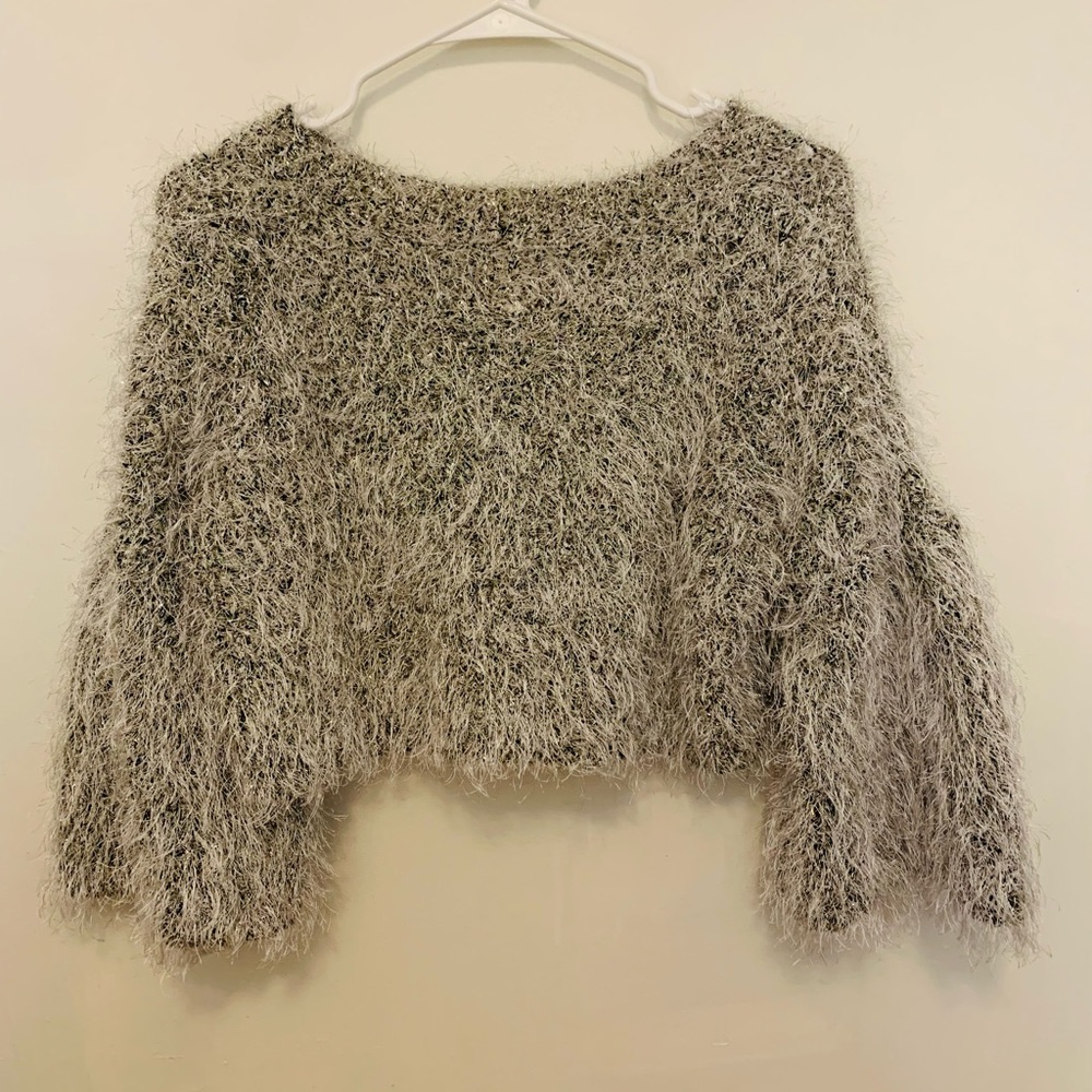 Vintage Bat Sleeves cropped sweater in silver